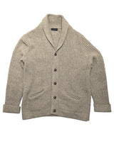 Walker Slater Sweater L Oatmeal Shawl Collar Cardigan Shetland Wool