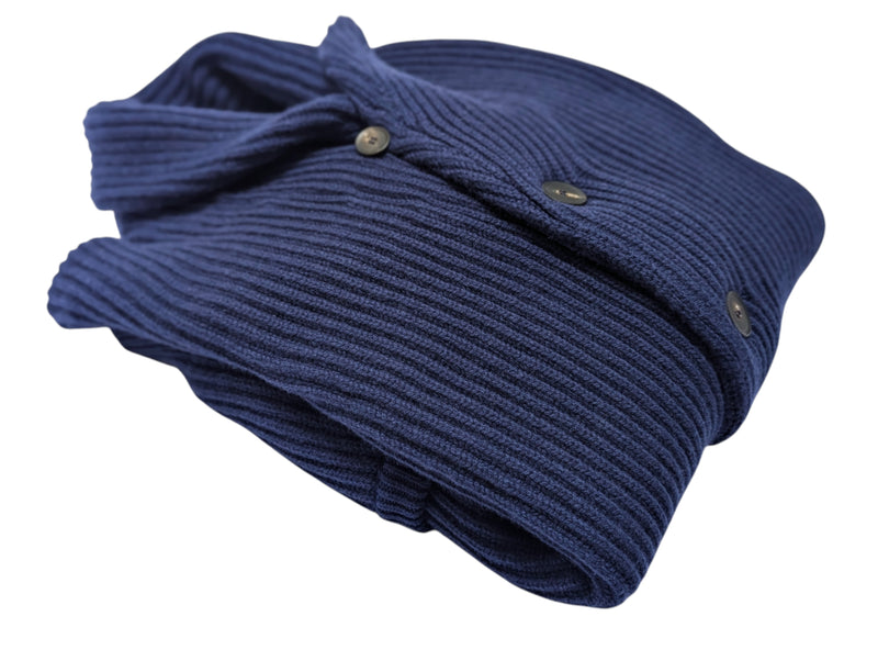 The Wardrobe Sweater Indigo Blue Shawl Collar Cardigan Merino Cashmere