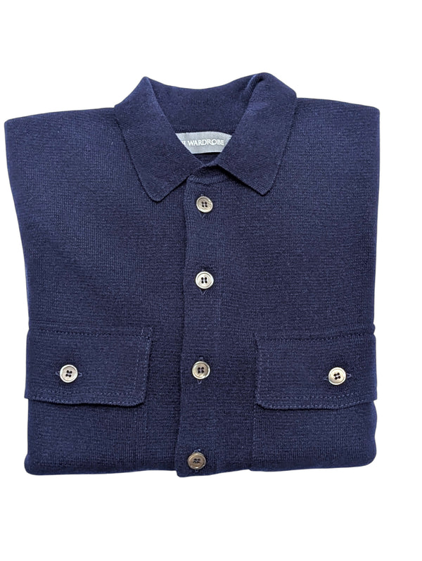 The Wardrobe Sweater/Overshirt/Cardigan Bright Navy Blue Merino Cashmere