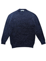 The Wardrobe Sweater Heathered Denim Blue Crew Neck Shetland Wool