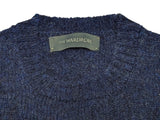 The Wardrobe Sweater Heathered Denim Blue Crew Neck Shetland Wool