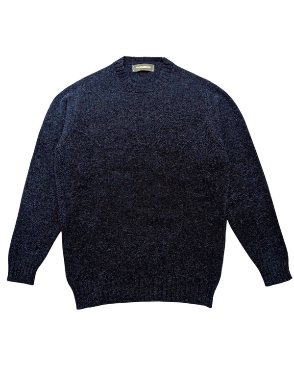 The Wardrobe Sweater Midnight Brown Flecked Crew Neck Pure Wool