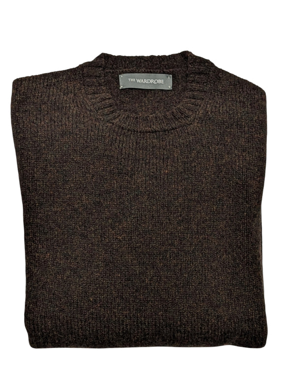 The Wardrobe Sweater Brown Flecked Crew Neck Pure Wool