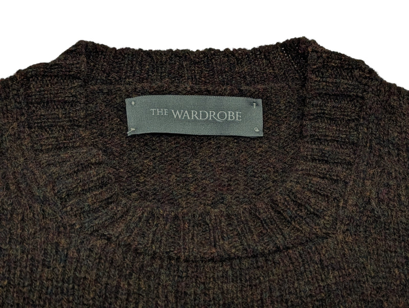 The Wardrobe Sweater Brown Flecked Crew Neck Pure Wool