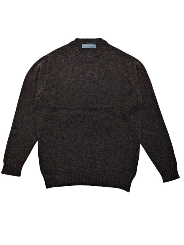 The Wardrobe Sweater Brown Flecked Crew Neck Pure Wool