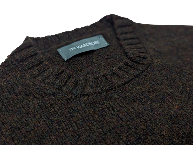 The Wardrobe Sweater Brown Flecked Crew Neck Pure Wool