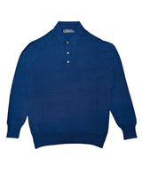 The Wardrobe Loro Piana "Wish" Sweater Blue Polo Superfine 170s Merino Wool