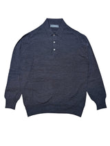 The Wardrobe Loro Piana "Wish" Sweater Charcoal Grey Polo Superfine 170s Merino Wool