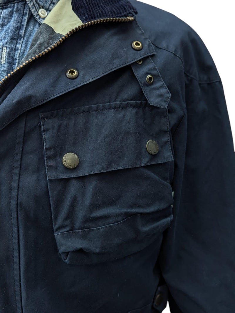 Hackett Field Rally Jacket M Blue Waxed Cotton England