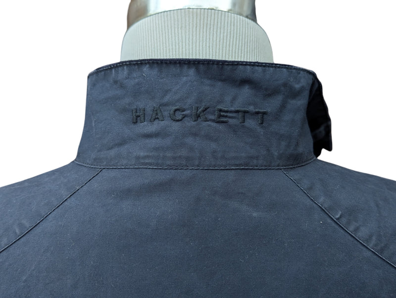 Hackett Field Rally Jacket M Blue Waxed Cotton England