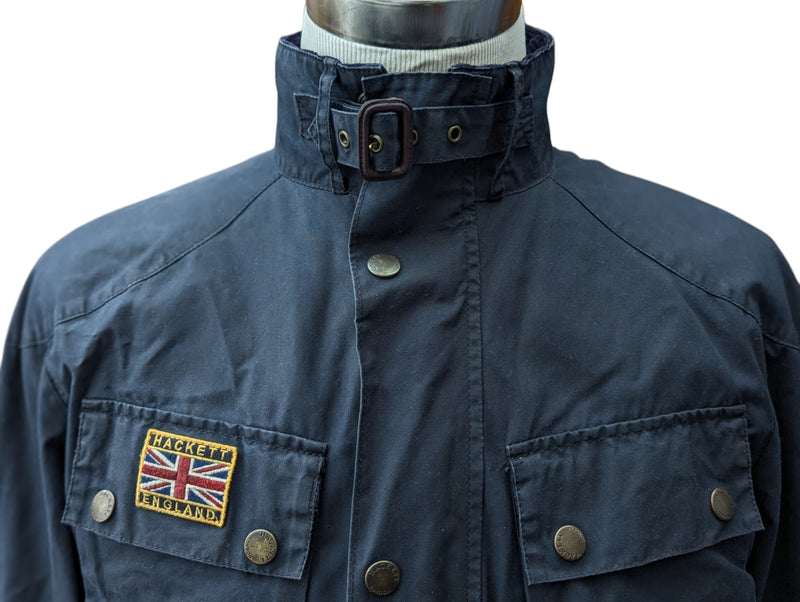 Hackett Field Rally Jacket M Blue Waxed Cotton England