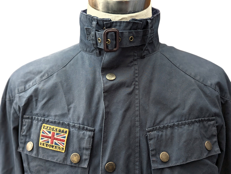 Hackett Field Rally Jacket XS/S Blue Waxed Cotton England