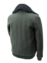 Abraham Moon Bomber Jacket XS/S Olive Green Wool Knit