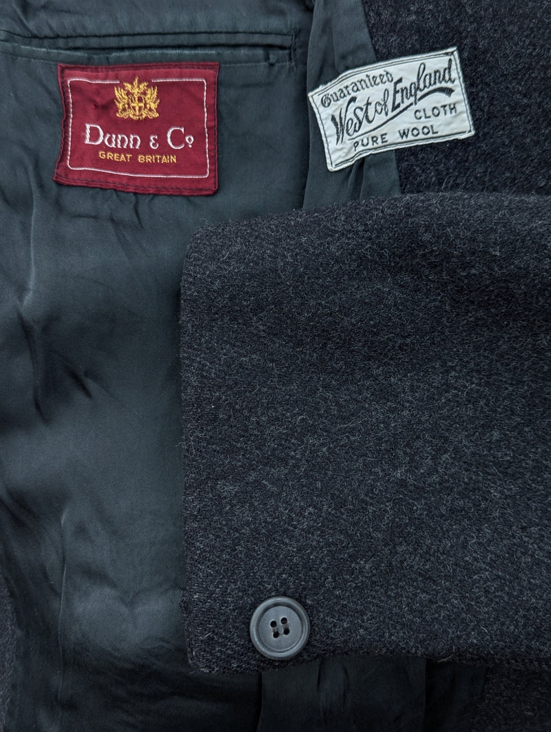 Vintage Dunn & Co (Fox Bros/Marling Evans) Coat 40R Charcoal Grey 3-Button Pure Heavy Wool