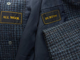 Vintage Burton Royal Warrant Raglan Balmacaan Coat M/40 Blue/Grey Check Heavy Wool