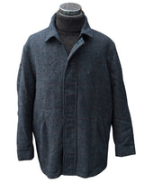 Abraham Moon Car Coat XXL/50R Blue-Grey Tweed Wool