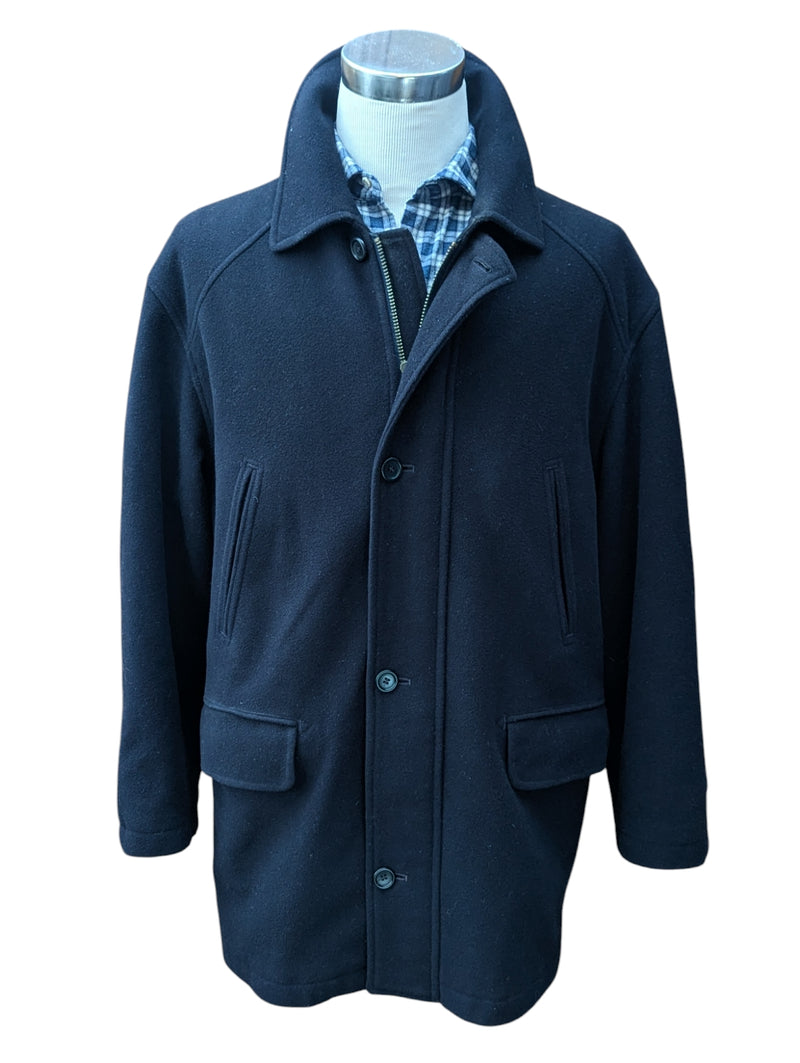 Marks & Spencer British Car Coat L Navy Blue Pure Wool