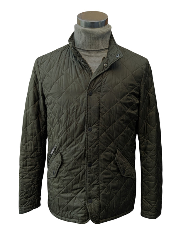 Barbour Jacket S/M Dark Khaki Green Chelsea Padded Quilt Polyester