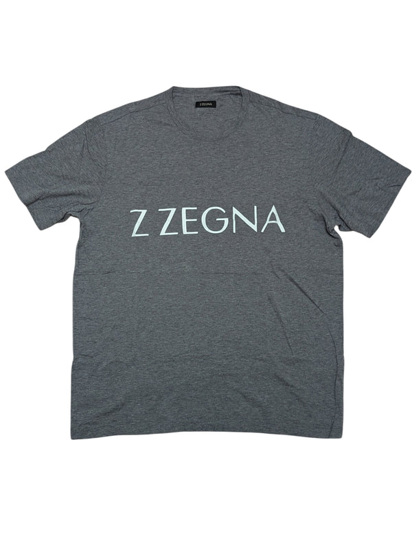 Zegna Tee Shirt L Grey Logo Cotton