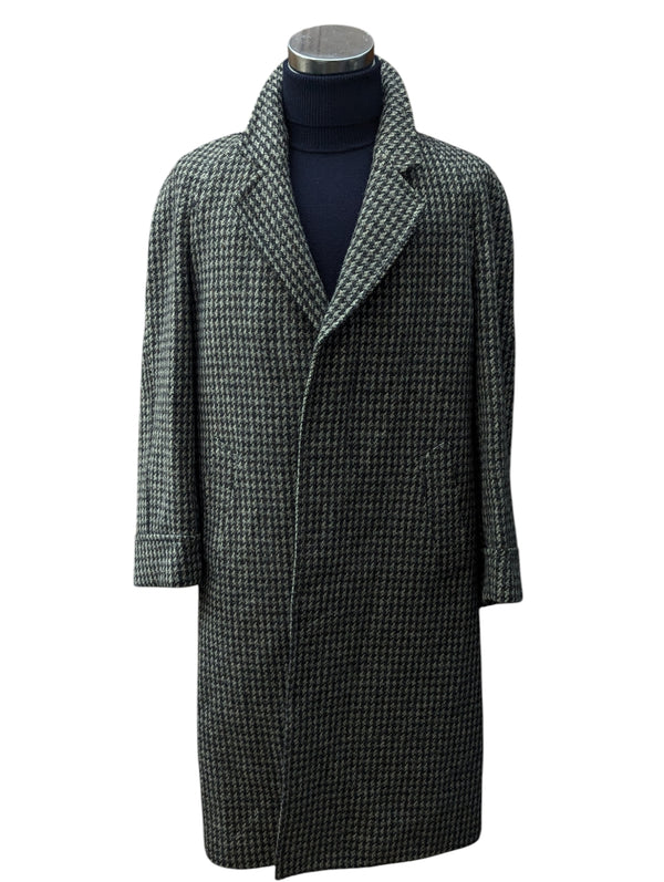 Vintage Maculette England Balmacaan Raglan Coat 40/42R Grey Check Wool Tweed