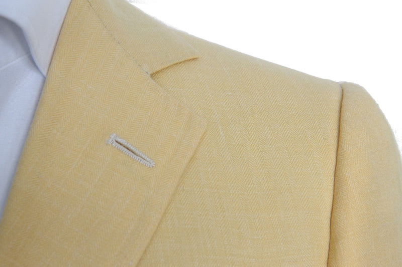 Stile Latino Sport Coat: 38R Yellow 3-Button Cashmere/Silk