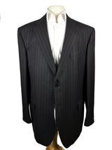 Luigi Bianchi Suit 48L, Charcoal with blue stripes 2-button Colombo 150s Wool