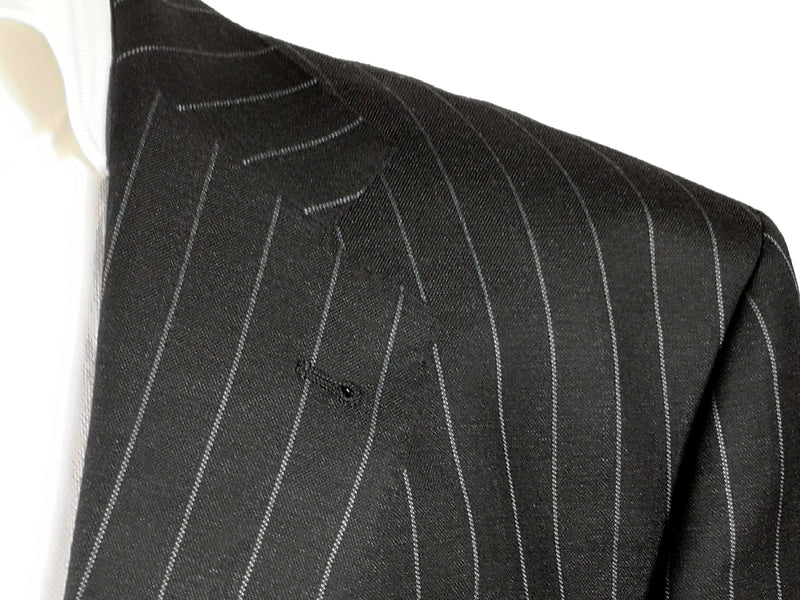 Luigi Bianchi Suit 48L, Charcoal with blue stripes 2-button Colombo 150s Wool