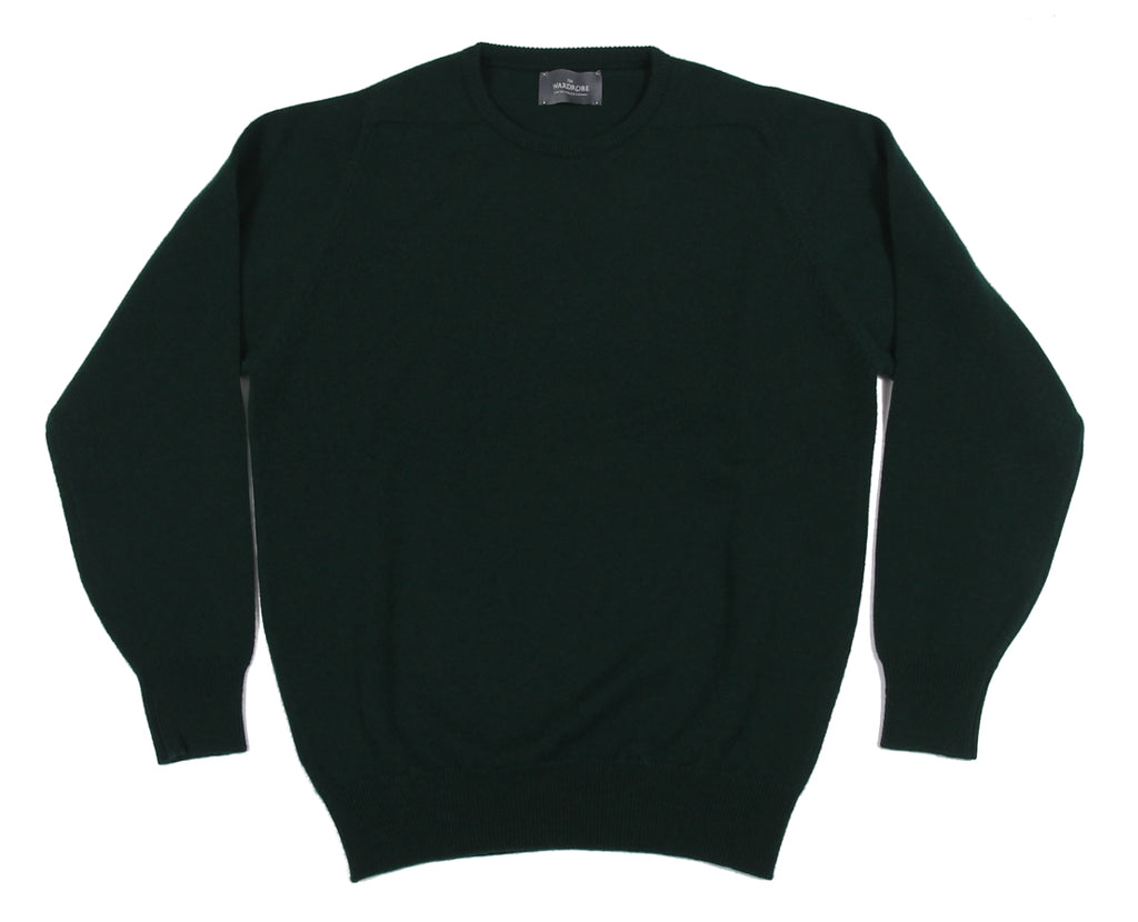 The Wardrobe Sweater: Bottle Green, Crew neck, pure lambswool ...